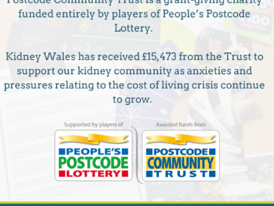 Kidney Wales Receives Funding Award from Postcode Community Trust