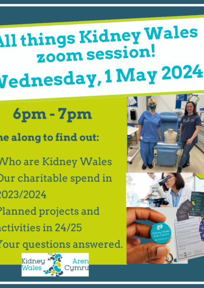 Kidney Wales Invites Supporters to Zoom Session Showcasing Impact of Donations
