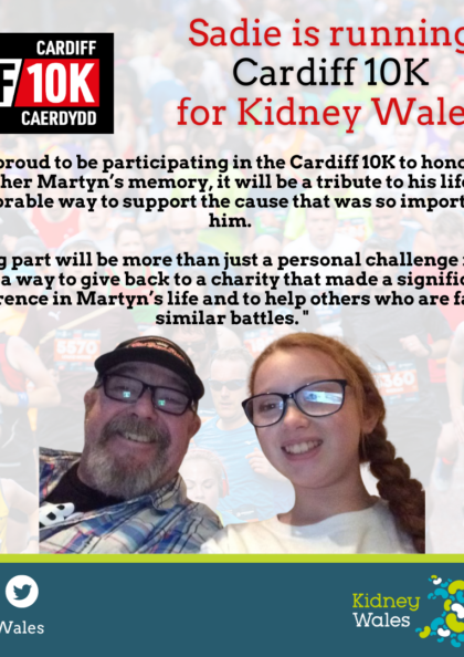 Join Sadie taking on the Cardiff 10K in support Kidney Wales