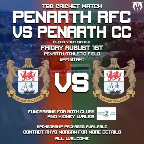 Community Fundraising Event: Penarth RFC vs Penarth CC T20 Cricket Match